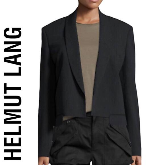 Helmut Lang Shawl Collar Crop Pinstripe Blazer - Picture 1 of 11